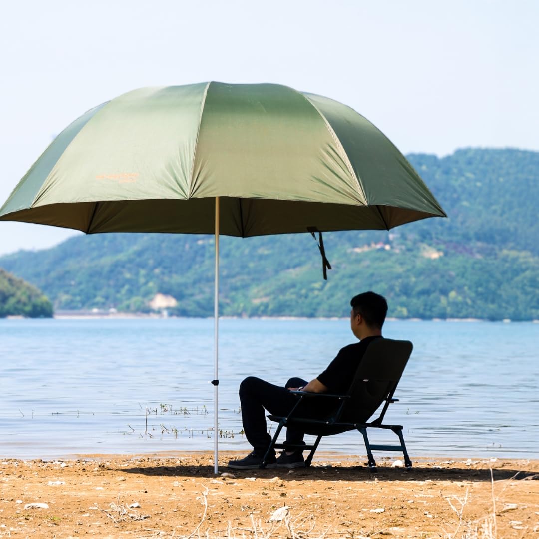 MK-Angelsport Parapluie XXL pour pêcheurs - Protection contre les mouches et les moustiques - Parapluie de pêcheur de 2,5 m - Tente fermée avec paroi latérale - Tente pour pêche à la carpe - Parapluie