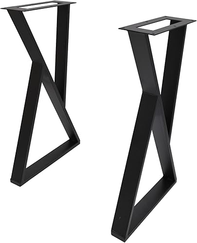 Miniatura 8 de Patas de mesa de metal resistentes para muebles, tipo Z, patas de hierro negras para bricolaje, 24 pulgadas de alto, tubo cuadrado industrial, patas