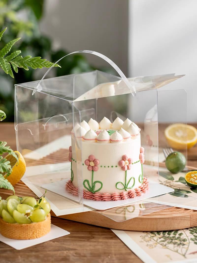 20 cajas transparentes de panadería de 6 x 6 x 5 pulgadas, caja transparente para tartas de chocolate, donas, cajas de regalo para fiestas, bodas, graduaciones