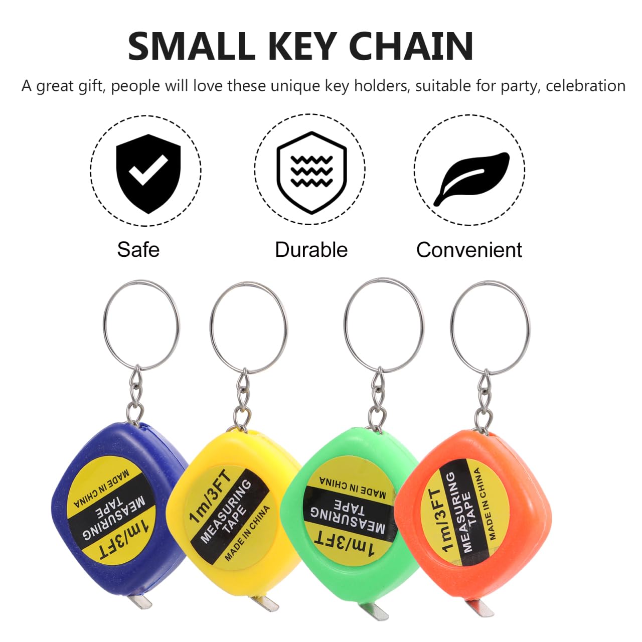 Baluue 40Pcs Clé Couleur Porte-Clés Corps Anneau Tissu Ruban à Mesurer Mesures Pendentif Et Artisanat M/Règle de Fête pour Le Métal à Tricoter Magnétique Outils Quotidiens