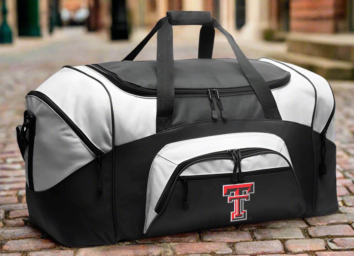 Large Texas Tech Duffel Bag - Texas Tech Suitcase or Gym Bag For Men Or Her (Black)