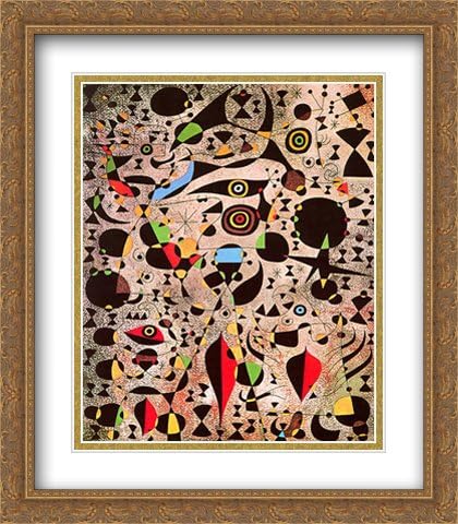 Woman Encircled by The Flight of a Bird 2X Matted 28x32 Large Gold Ornate Framed Art Print by Miro, Joan