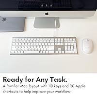 Vista 4 de Macally Teclado de computadora con cable USB ultra delgado, compatible con teclado Apple o Windows, tamaño completo con 20 teclas de teclado Mac