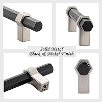 Vista 6 de Paquete de 5 tiradores de gabinete con agujero central de 5 pulgadas, manijas de gabinete en negro mate y níquel cepillado, accesorios de cocina