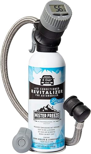 Mr. Freeze R134A - Aire acondicionado refrigerante sintético para automóvil, kit de recarga de CA con manguera y sensor de temperatura digital