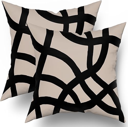 Juego de 2 fundas de almohada de 18 x 18 pulgadas, diseño moderno de línea de arte abstracto, fundas de almohada decorativas de estilo minimalista