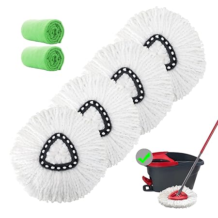 4 Pack Replacement Mop Head Microfiber Spin Mop Refill Clean Pad Mop Head Refills Easy Cleaning Mop Head Replacement