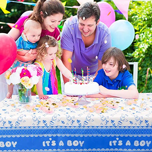 2 Pieces It's A Boy Tablecloth Birthday Party Table Cover Plastic Disposable Rectangle Table Covers For Boys Birthday, Baby Shower Decorations Supplies (Blue, 108 X 54 Inch) #TOP4