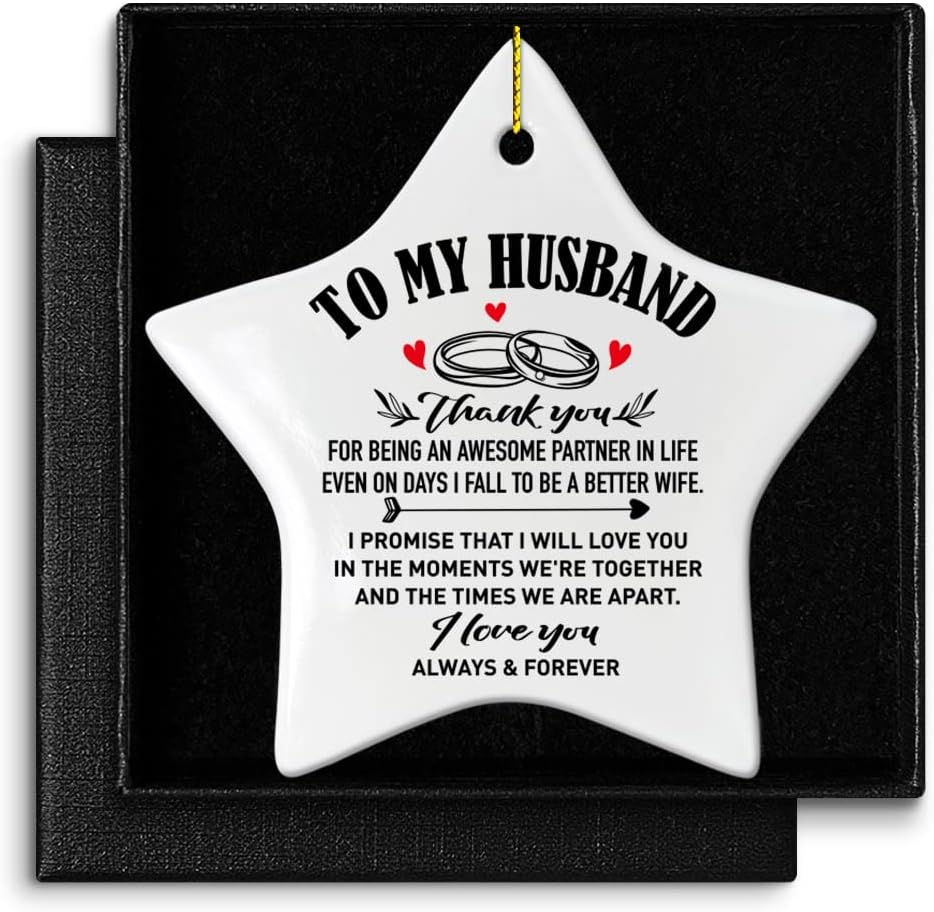 Husband Christmas Ornament Gift from Wife, I Love You