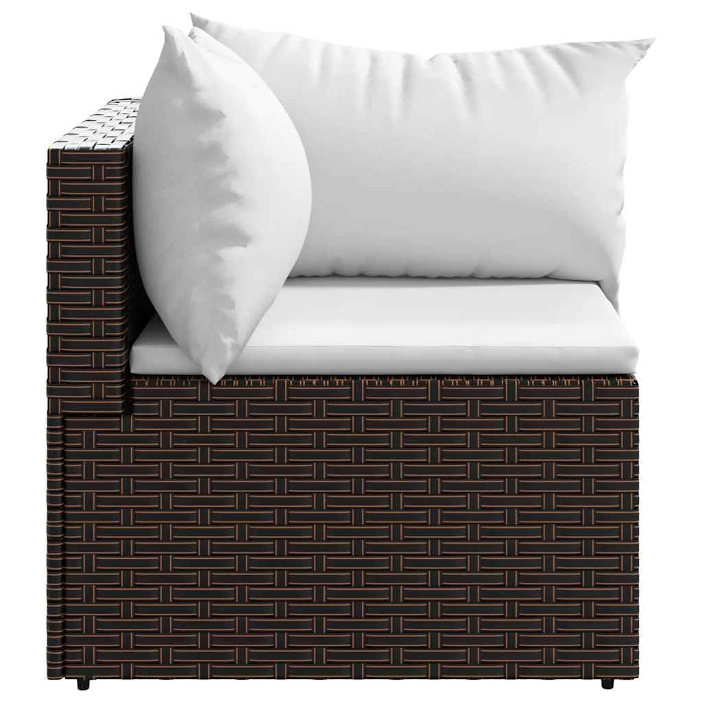 vidaXL Divano Angolare da Giardino con Cuscini in Polyrattan Marrone