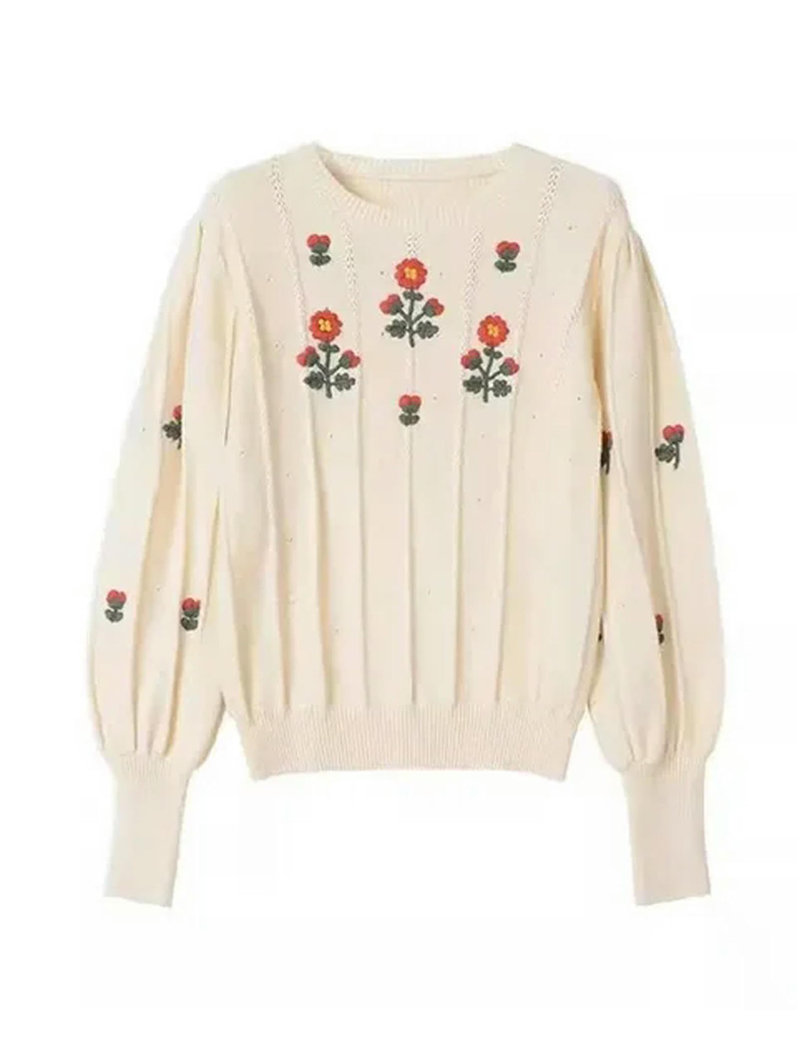 Sweter dla kobiet vintage dzianinowy sweter sweter damski rękaw latarnia okrągły dekolt dzianina topy eleganckie damskie skok