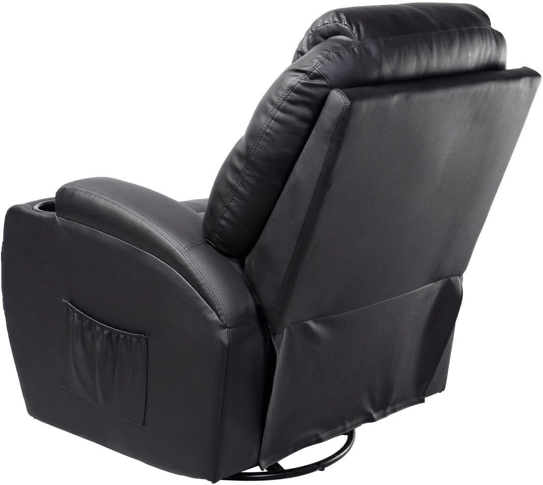 GHP Black Sturdy Ergonomic Seating Massage Recliner Sofa Chair Lounge Heated w Control