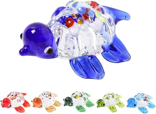 Miniatura 2 de Mini figura de cristal de tortuga para pecera, decoración de tortuga de cristal, figura de tortuga pequeña para decoración de oficina en casa, 6