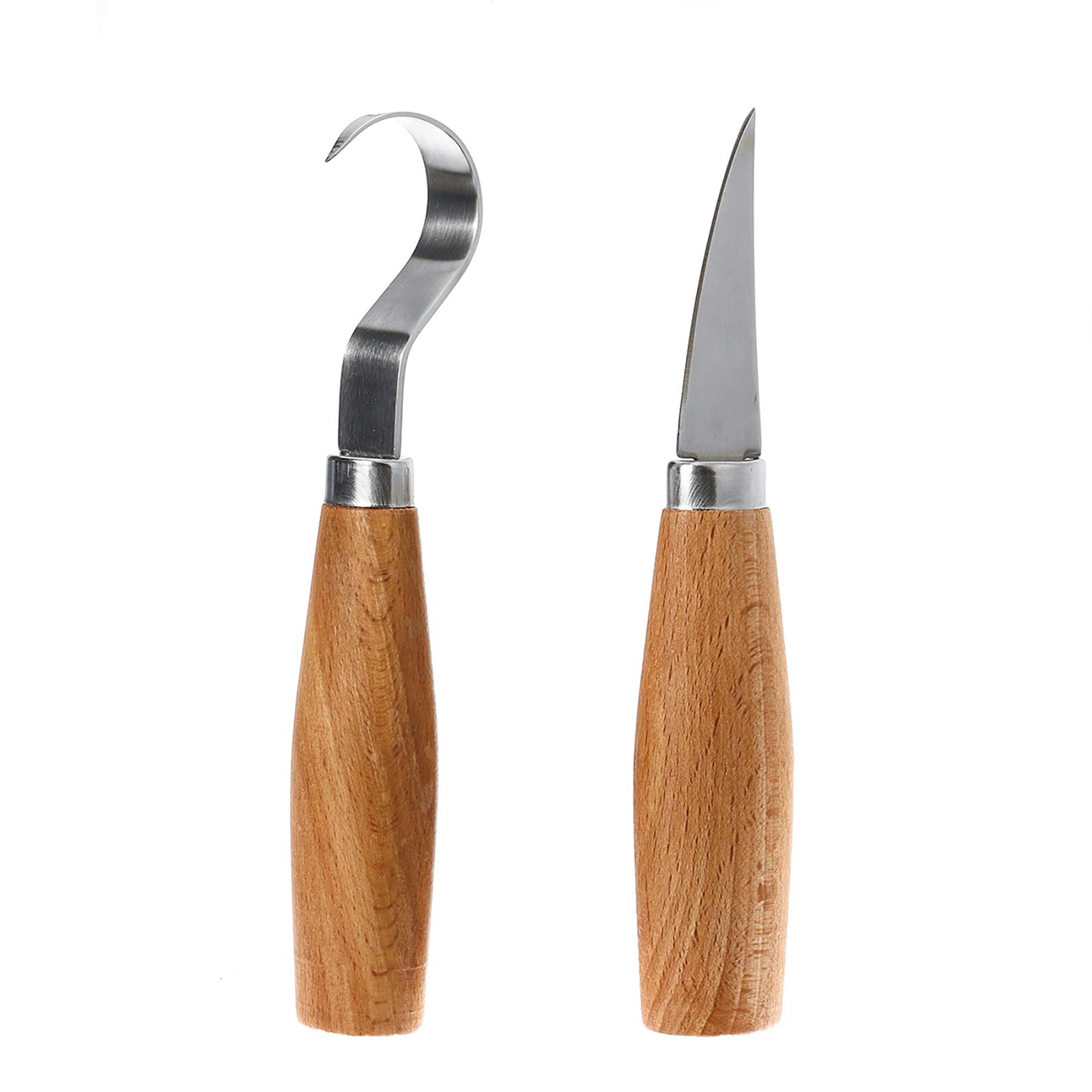 MISAZ Set of 2 Wood Carving Tools Set, Wooden Carving Hook Knife, Sloyd Whittling Knife, Chip Detail Knife, Carving Knives Kit for Woodworking Spoon Spoons Bowls Cups
