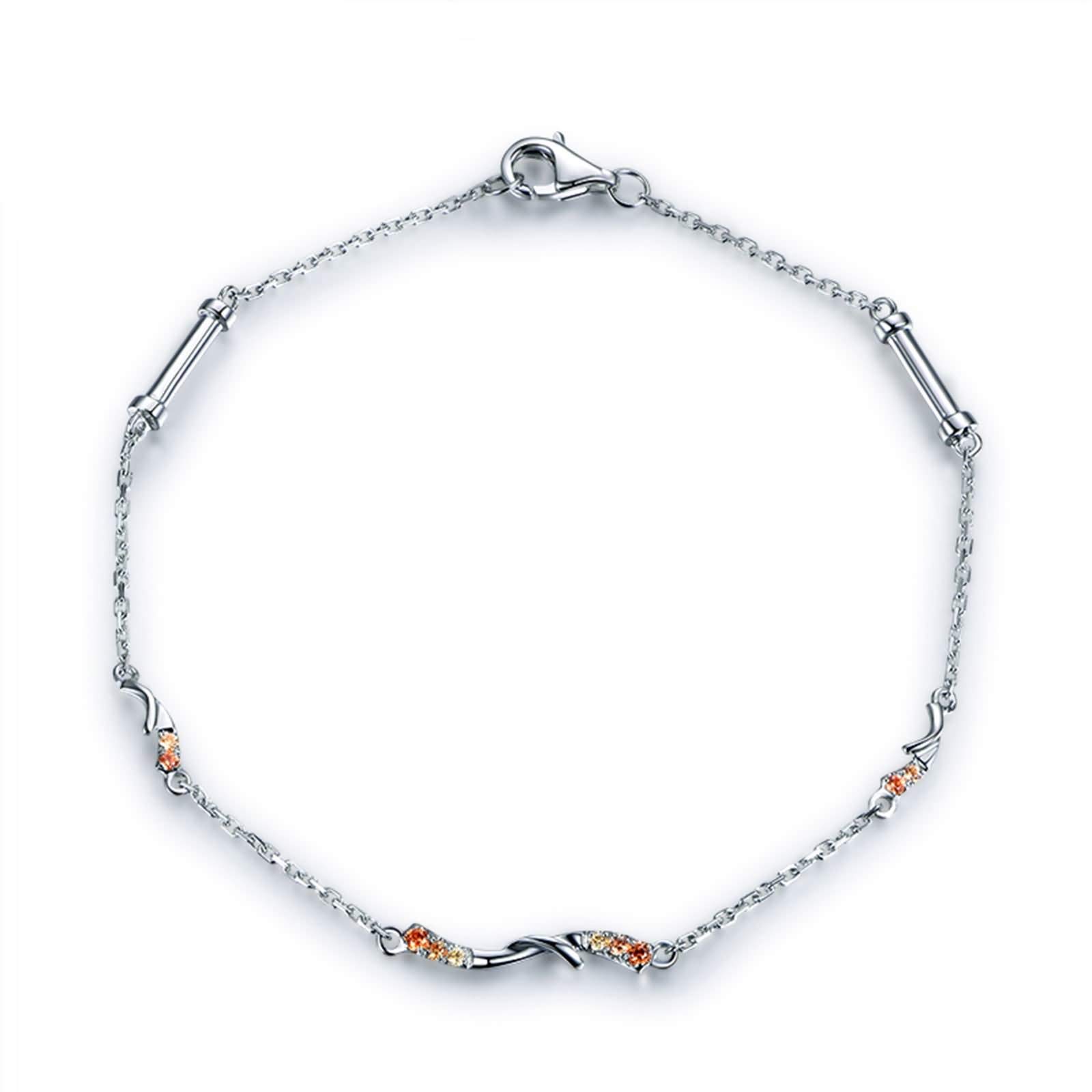Daesar Bracelet Femme, Bracelet Or Blanc 18K Fleur Bracelet Pierre Saphir 0.12ct Bracelet Amitié Or Blanc