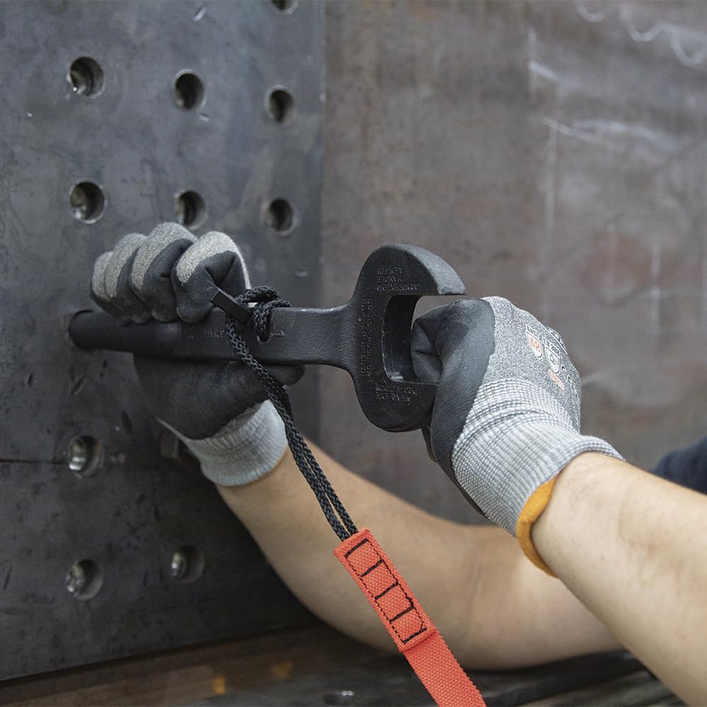Klein Tools 3214TT Clé à molette de construction avec trou d'attache, ouverture nominale de 3,8 cm, boulon de 1,9 cm pour écrou lourd américain