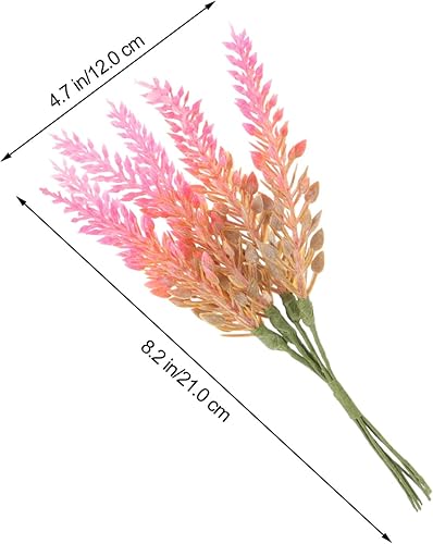 Miniatura 3 de Happyyami 6 piezas de césped de plástico simulado, tallos de vegetación sintética para boda, arreglo floral sintético para jarrón, arbustos