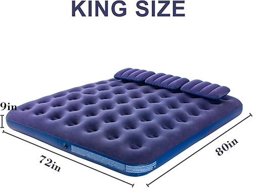 Miniatura 5 de DIMAR GARDEN Cama inflable de colchón de aire para acampar tamaño King con almohada, incluye bomba de mano