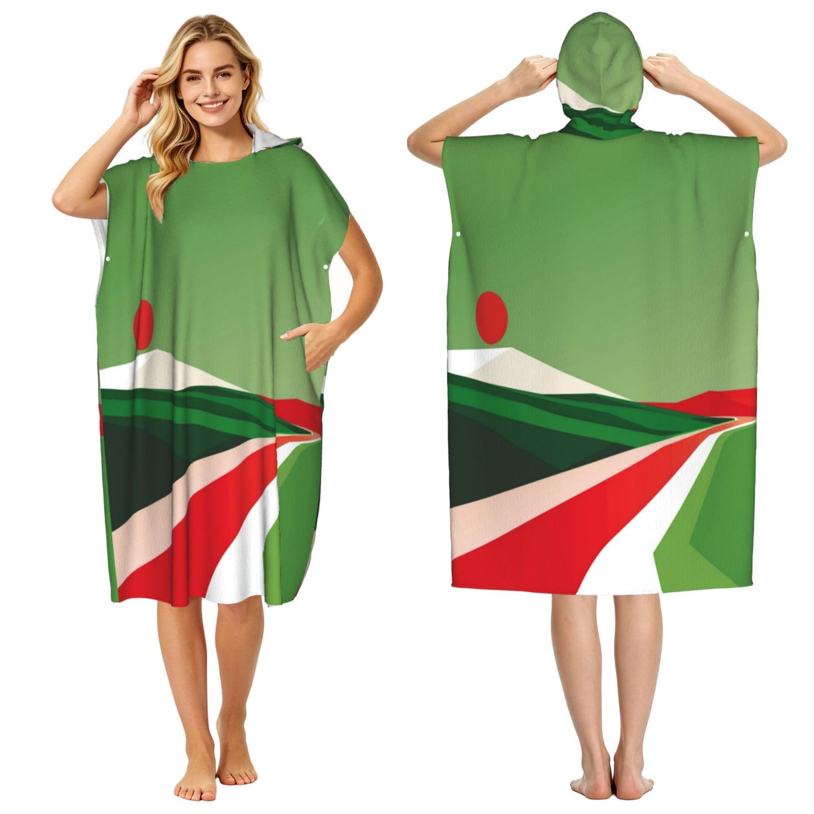 DTHKJNLSF Bulgaria Flag Adult Hooded Beach Poncho Towel