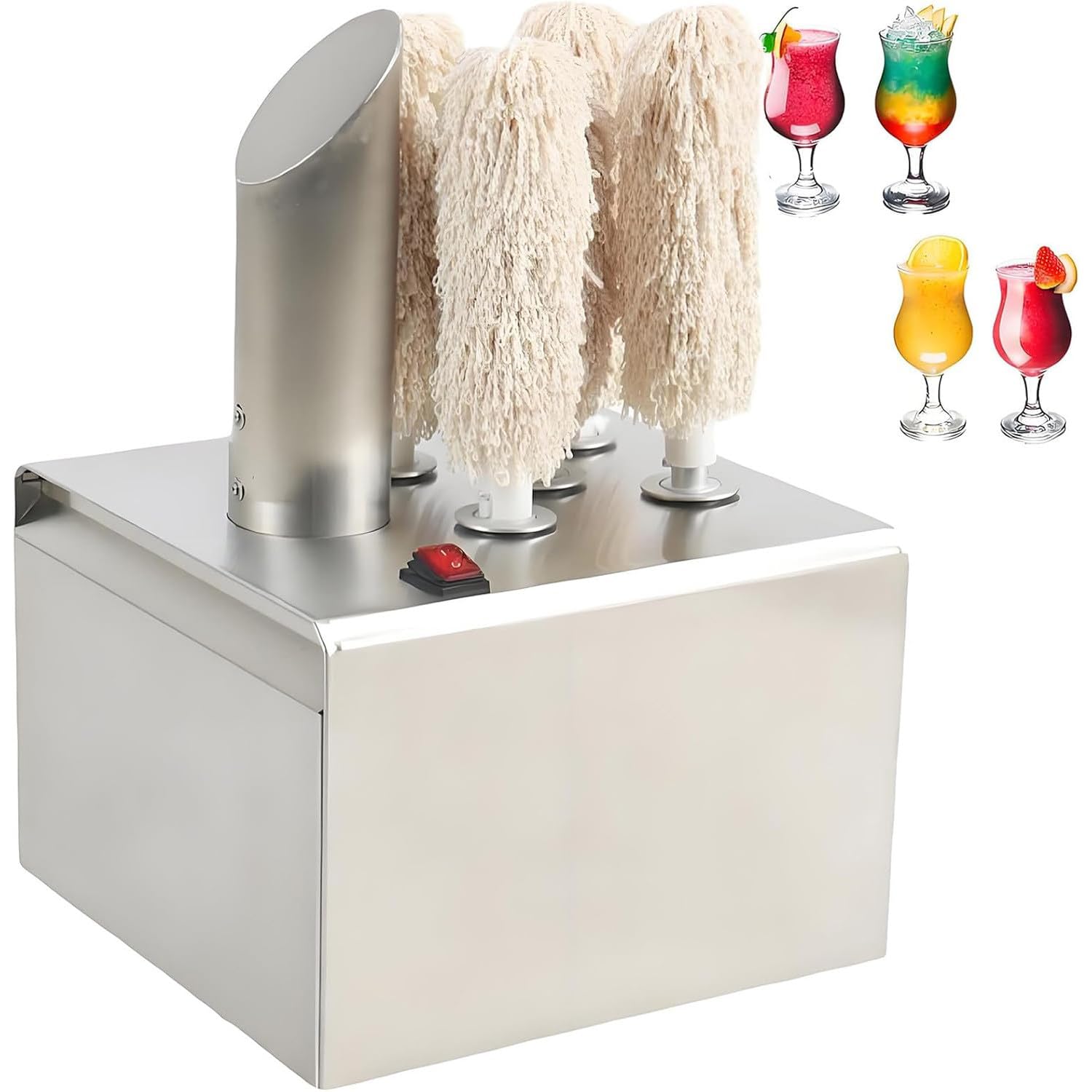 JKJZSALJ Commercial Electric Glass Polishing Machine With Warm Air Blower, 360°Cleaning, Waterproof Switch, For Bars And Restaurants,5Head