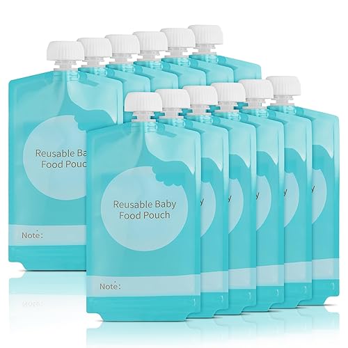 Kirecoo Bolsas reutilizables para alimentos para bebés, 12 bolsas recargables de 7 onzas para almacenamiento de alimentos para bebés, bolsas de puré