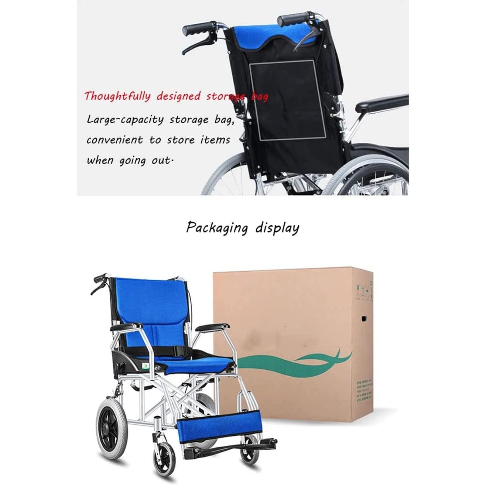 Silla De Ruedas Plegable Y Autopropulsable, Aluminio Silla De Ruedas Manual Ligera, Compacta,Frenos De Mano,Respaldo Plegable,Reposapiés Abatibles para Personas Mayores