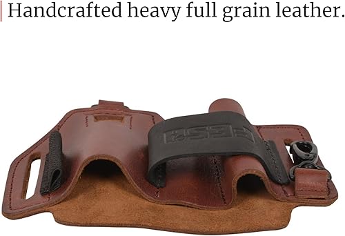 Miniatura 6 de FESA EDC - Funda multiherramienta de cuero de grano superior EDC para linterna, cuchillo táctico multiherramienta y bolígrafo, con clip para