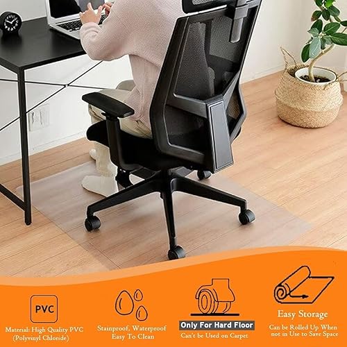 Miniatura 4 de ZIJINJIAJU Tapete para silla para suelo de madera dura, 0.059 in de grosor, 31.5 x 47.3 pulgadas, tapete transparente antideslizante para silla de