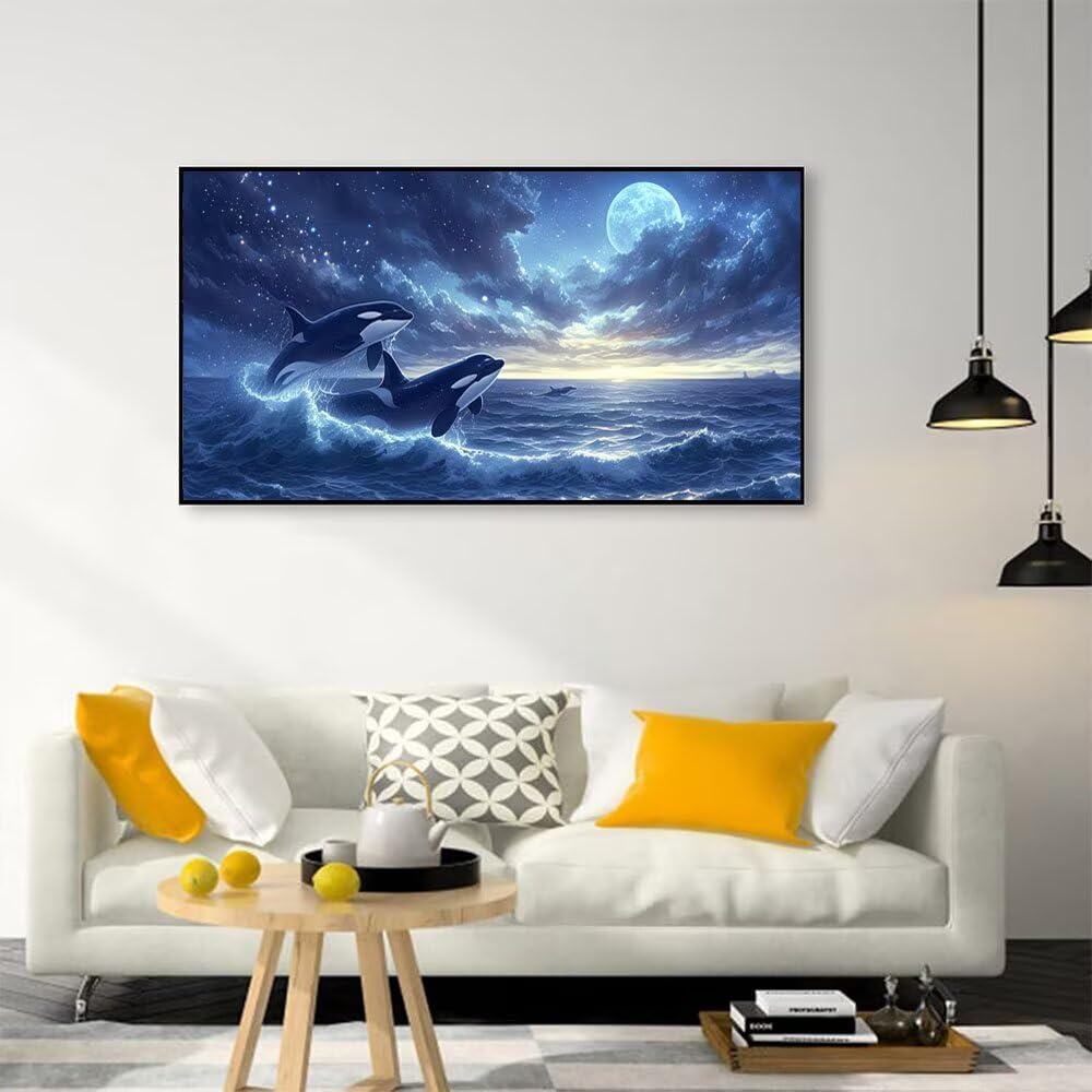 Zestawy do haftu krzyżykowego z diamentowym obrazem wieloryba dla dorosłych, zestaw artystyczny, morskie diamenty, sztuka dla dzieci, 5D, DIY, pełne wiercenie, kryształowe zestawy do haftowania