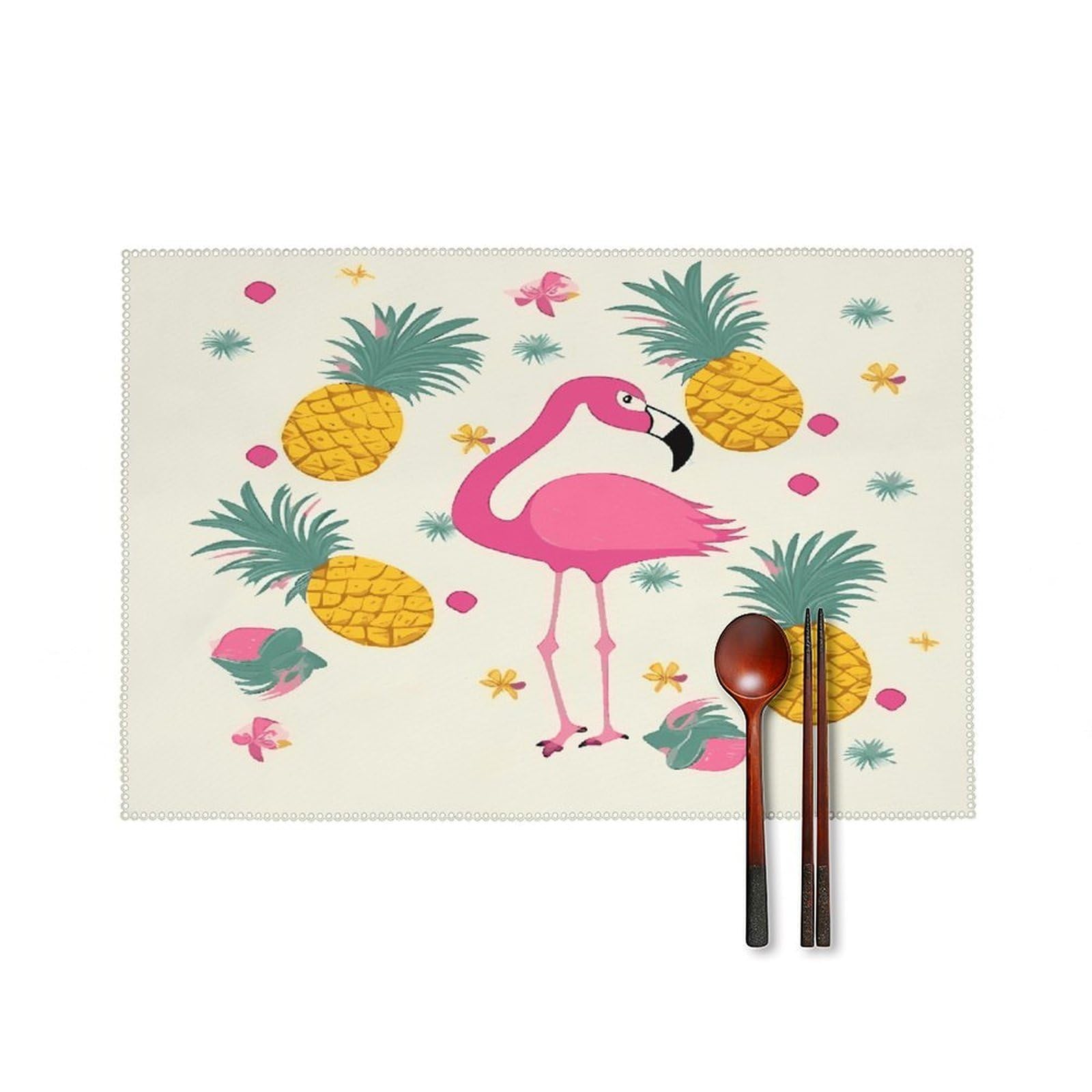 Fodpand Style Flamingo And Pineapple Placemats Set Of 4 Place Mats Table Mats
