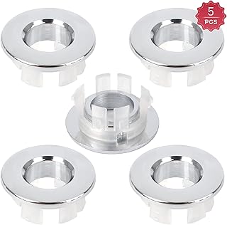 Fulaicai 5PCS Sink Basin Trim, Round Overflow Cover Kitchen Sink Trim Overflow Ring Hole Sink Basin Cooper Insert in Holes Round Caps Chrome for Kitchen Bathroom and Bathtub
