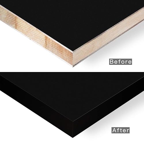 Miniatura 41 de Bandas de borde de PVC, rollo de chapa de 3/4 pulgadas x 25 pies de borde negro, borde flexible previamente pegado, cinta adhesiva con adhesivo 19.7