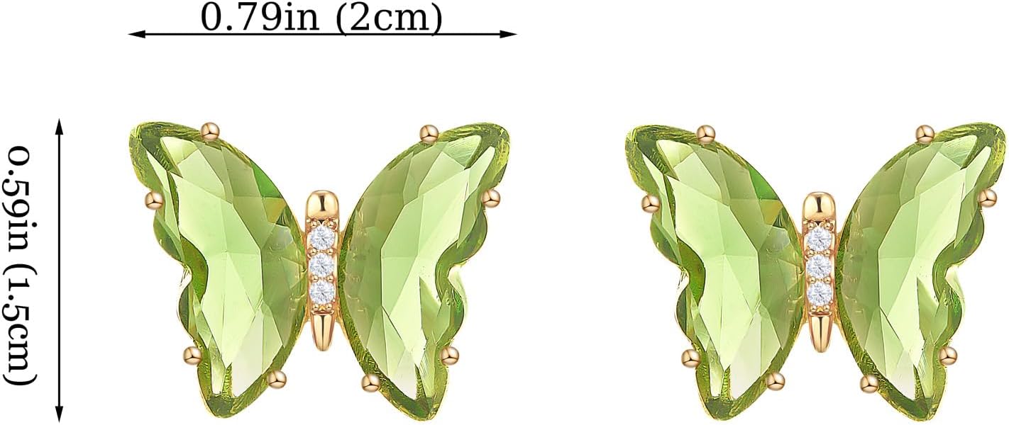YOQUCOL Butterfly Shape Crystal Golden Stud Earrings for Women - Image 2