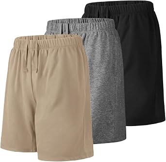 Liloak Mens Shorts Multipack 7 in Cotton Casual Athletic Gym Knit Short with Pockets, Soft Pajama Lounge Sleep Shorts