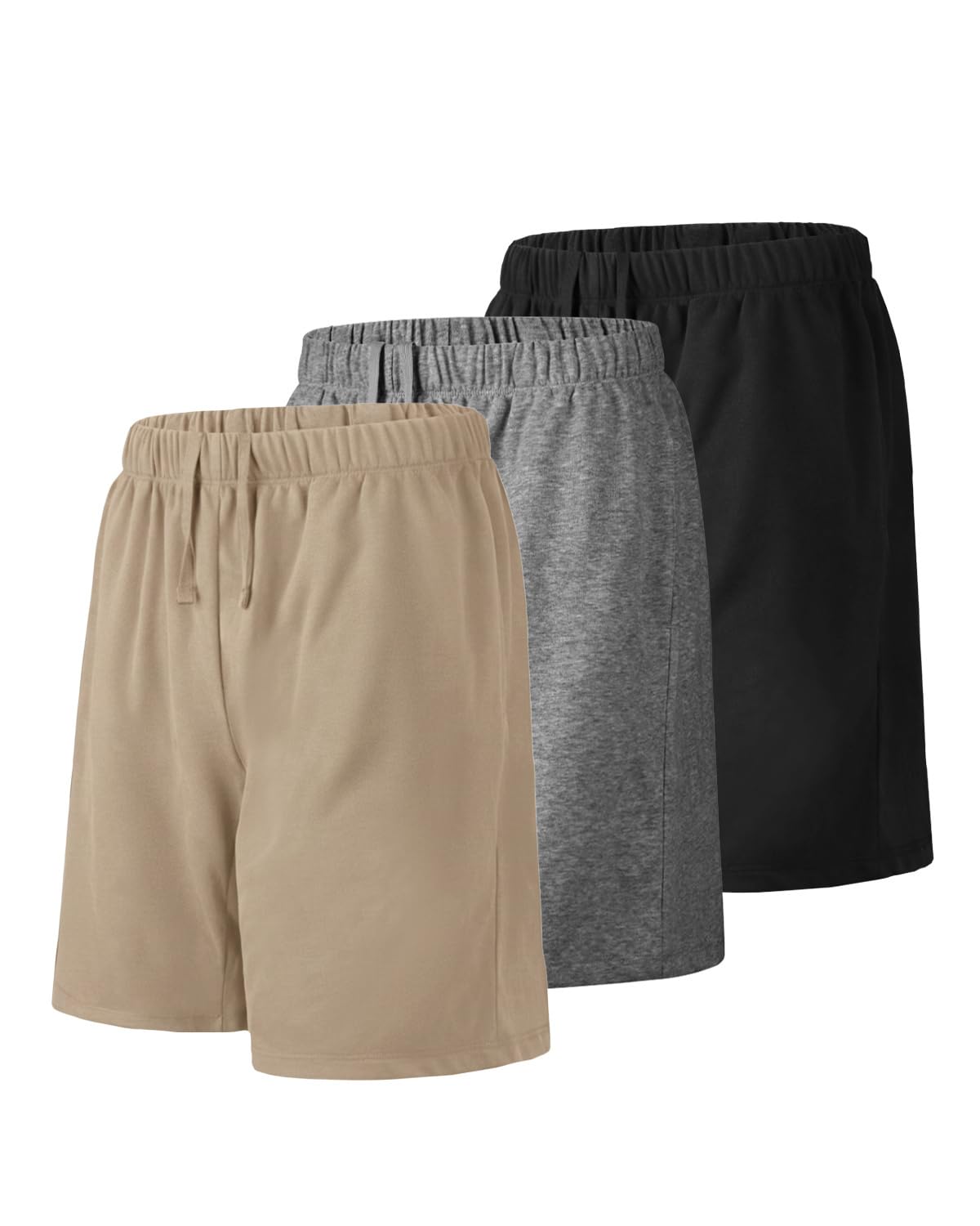 Liloak Short de sport pour homme avec poches, short de survêtement pour homme, short en tricot de coton de 17,8 cm, multi-pack pour homme, coupe décontractée, été