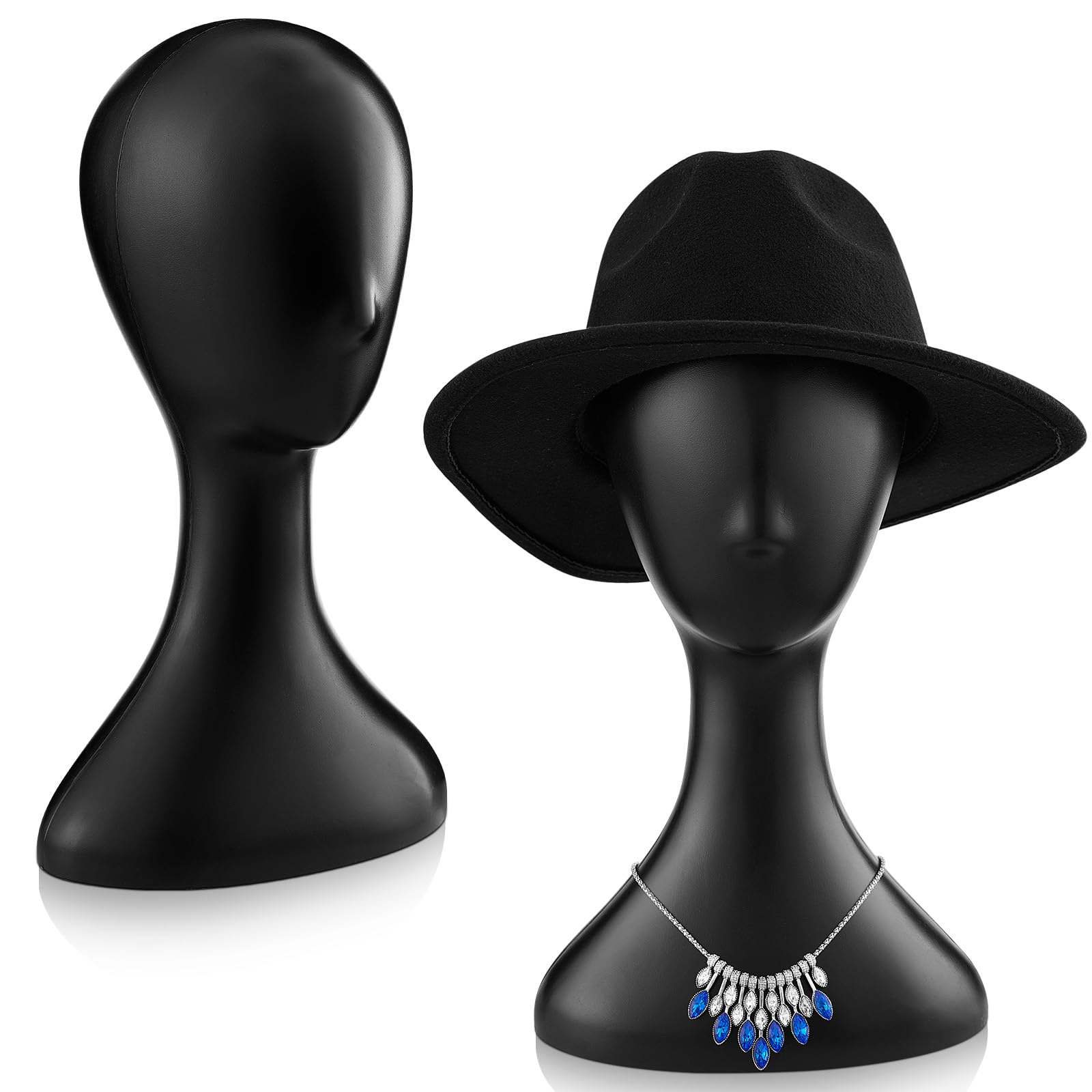 3Pieces Plastic Mannequin Head Wig Head Bust Display Hair Stand Black Mannequin Head with Shoulders for Styling Making Displaying Wigs Holding Hats Mask Wigs Styling