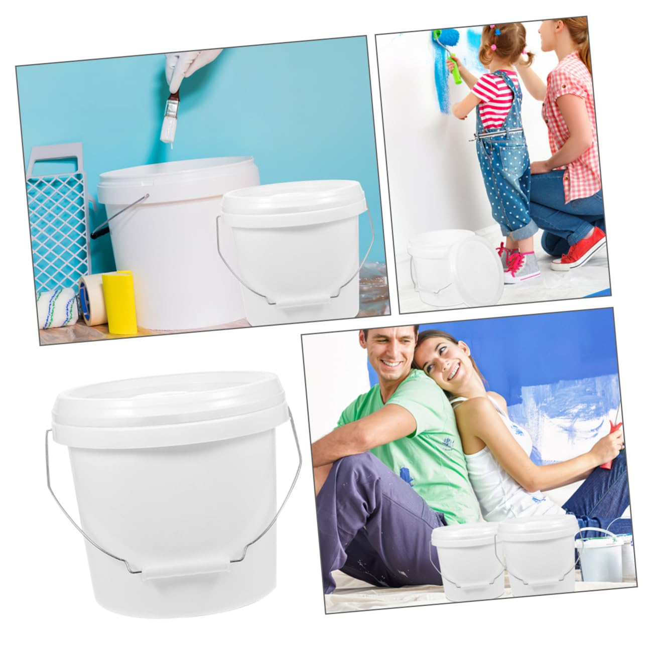 GARVALON Secchio da 8 Litri in Abs Bianco, Secchio per Vernice da 270.54 Once Coperchio, Contenitore per Pittura e Prodotti Chimici