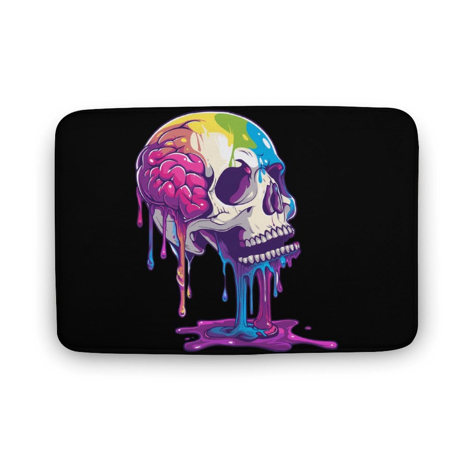 Skeleton Skull A Brain Invade Coral Velvet Rugs Soft Area Rugs Non-Slip Bath Mat Carpet Floor Carpet for Home Decor 19.7"x31.5"