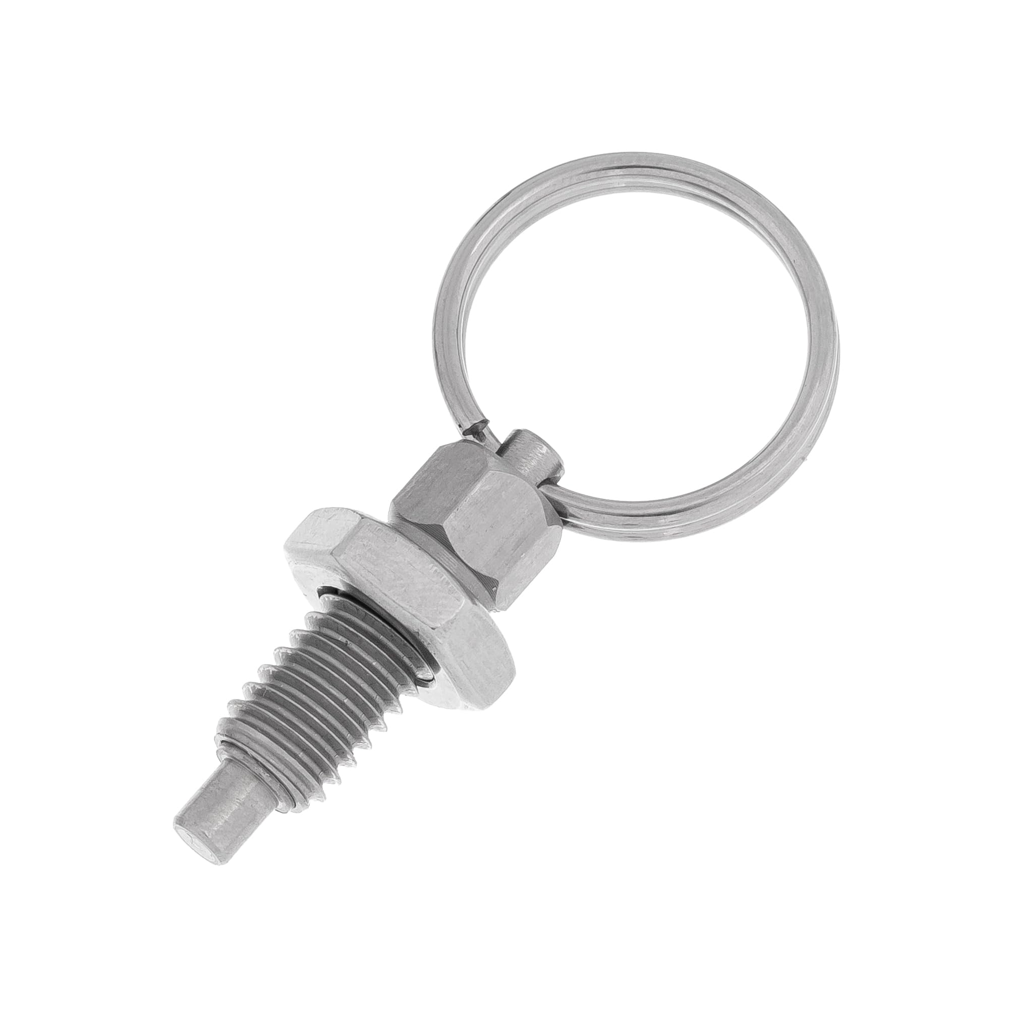 HALLMERS M6 x 11mm Thread 3mm Pin Diameter Flat Head Indexing Spring Plunger with Pull Ring - Stainless Steel Retractable Locking Bolt Auto Stop Non Lock-Out Threaded Index Mechanism Accessory Tool