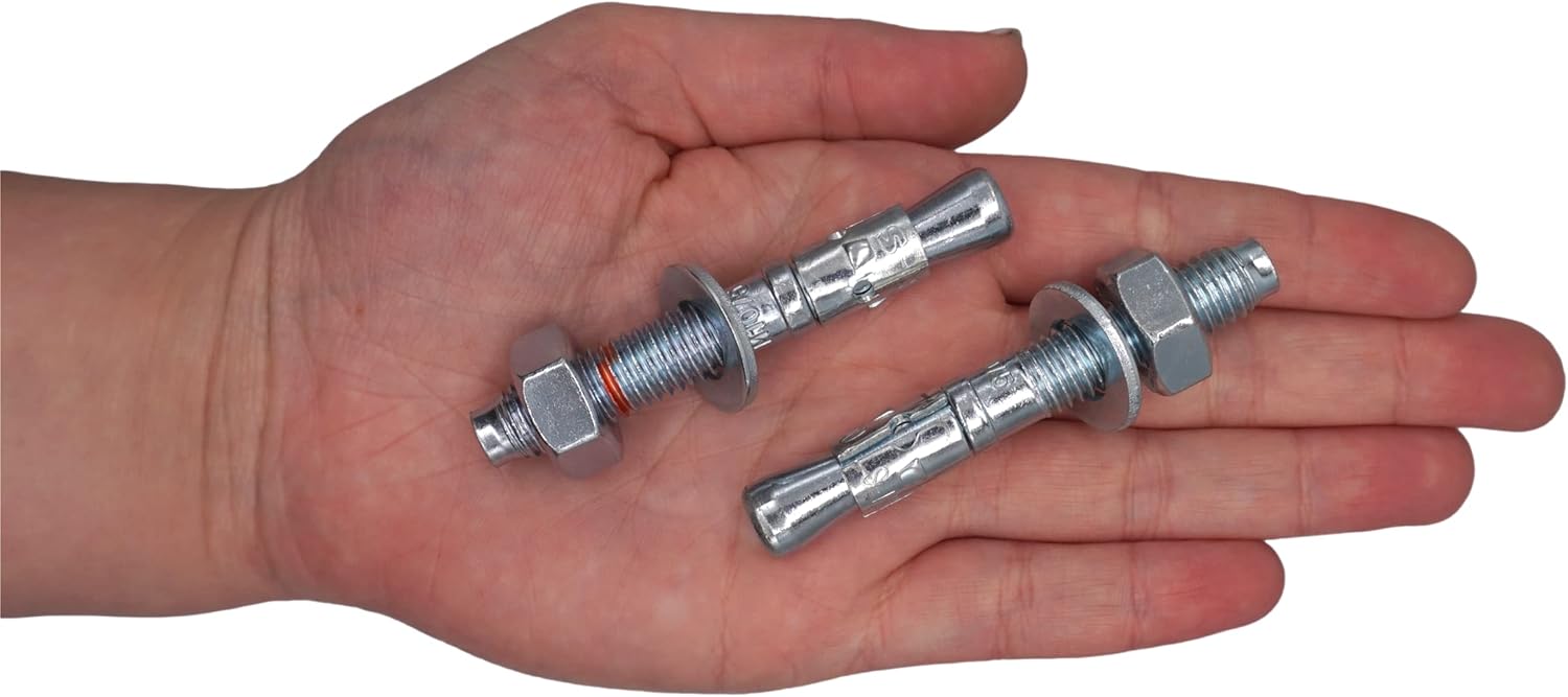 (Pack of 2 pcs) Wedge Anchors M10 x 70 mm, Metal Dowels, Through Bolt
