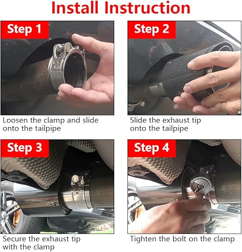 Miniatura 6 de A-KARCK Punta de escape de fibra de carbono de 2.5 pulgadas de entrada a salida doble de 3.5 pulgadas, resistencia a altas temperaturas Punta de