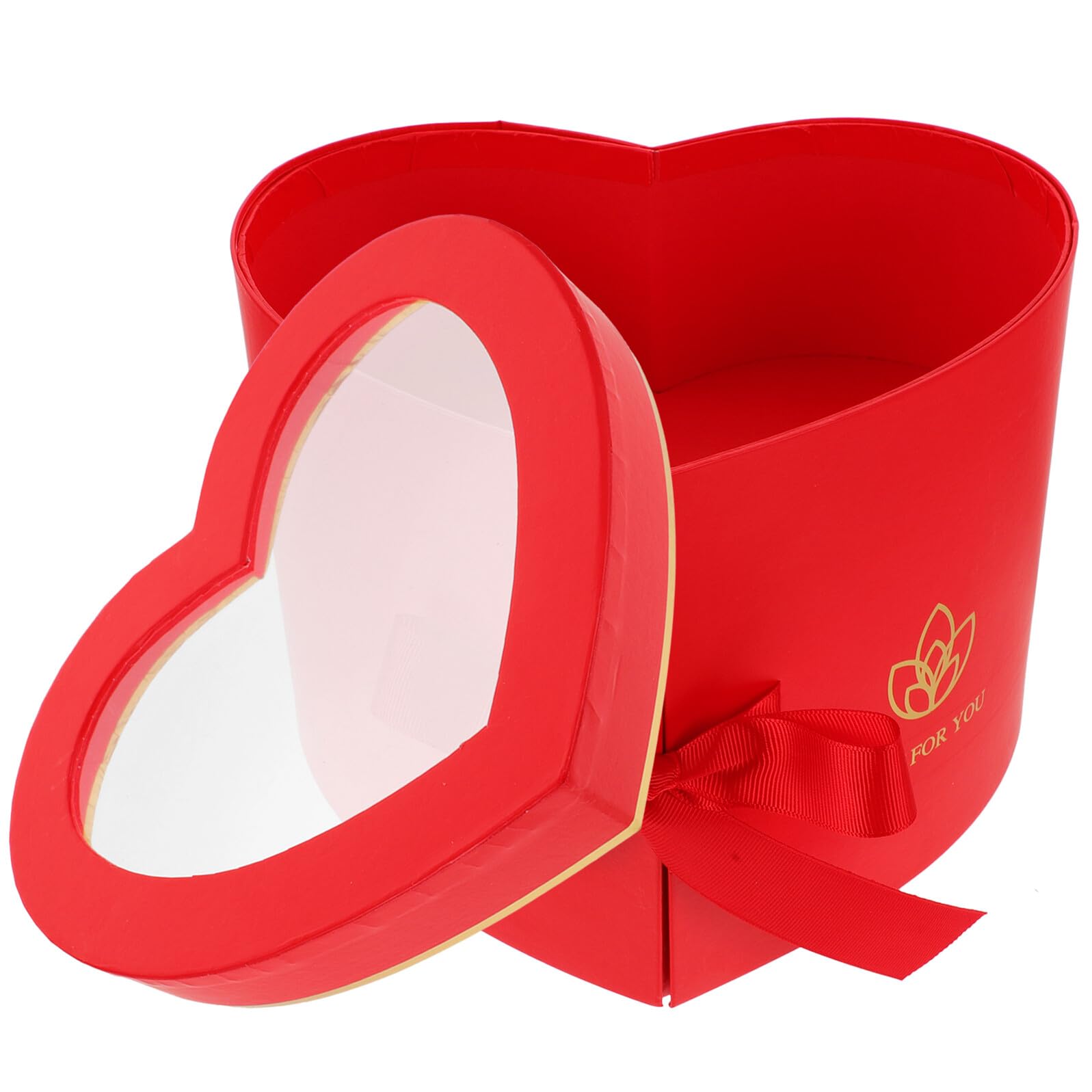 Beatifufu Herzförmige Blumenbox Doppellagig Drehbar aus Verpackungskarton Rot Geschenkbox für Valentinstag Geburtstag Hochzeit Blumendekoration