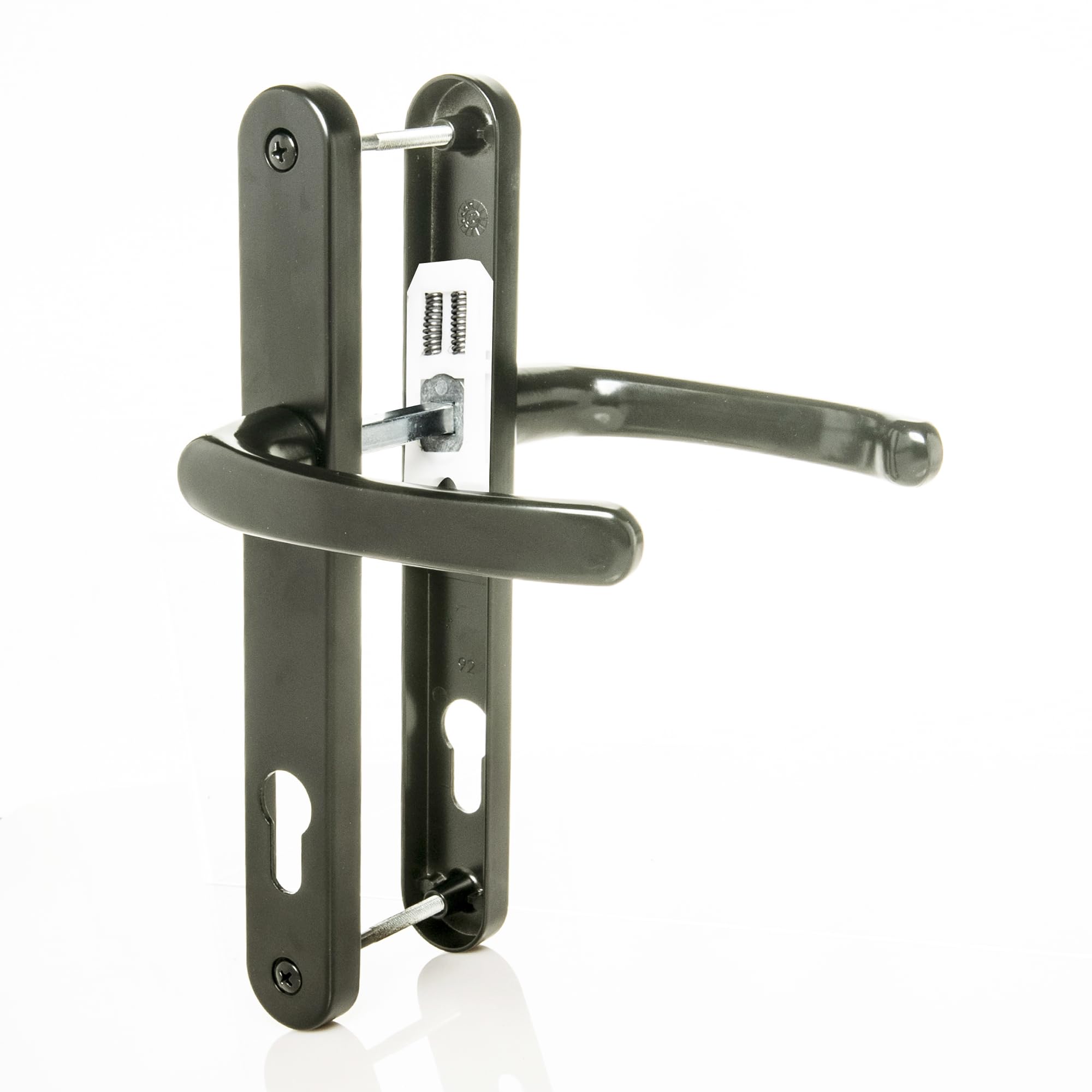 TSS UPVC Door Handle Set in Anthracite Grey, 92mm PZ (Centres), Lever/Lever, Screw to Screw 215mm with Backplate 246mm x 32mm