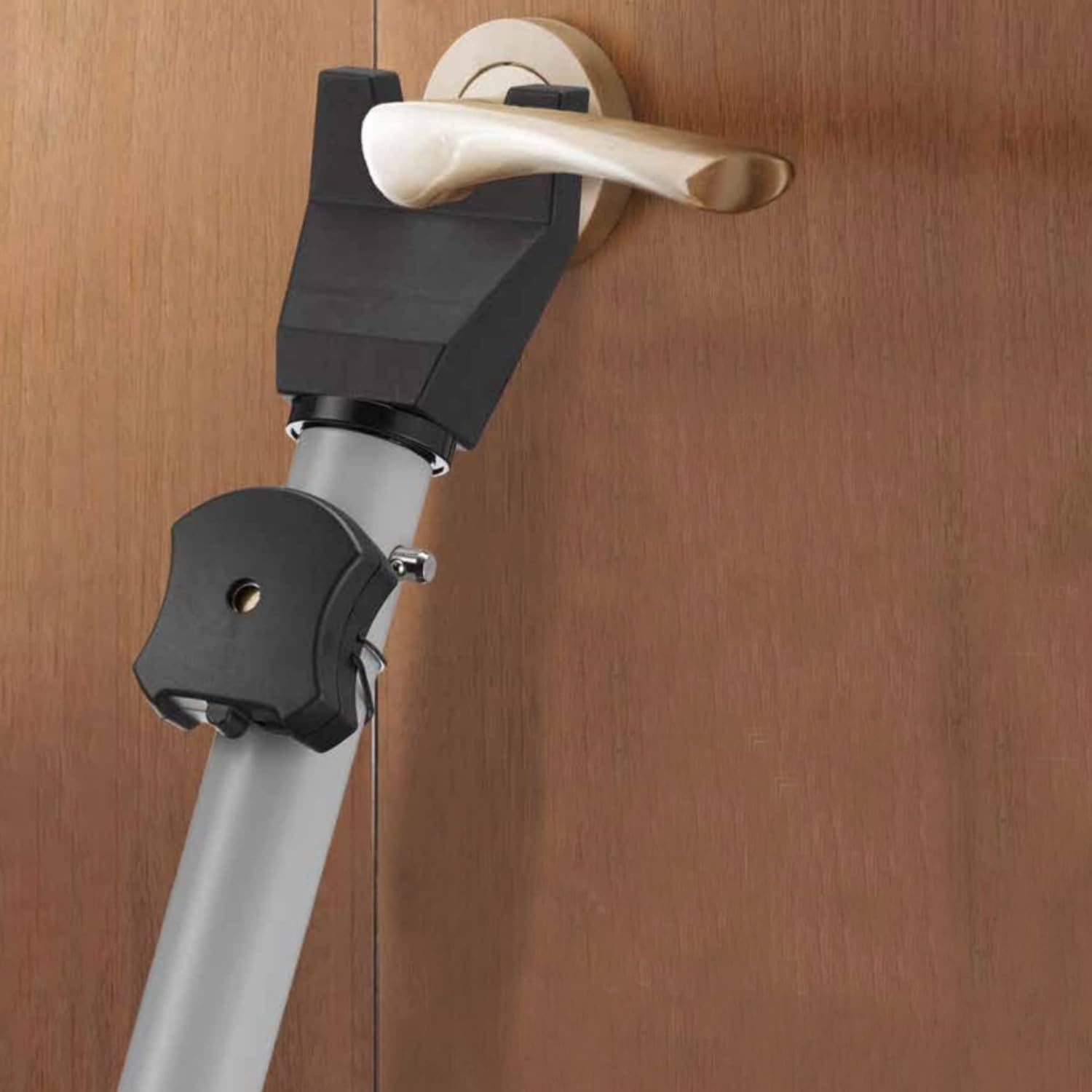 Barra antieffrazione - Blocco delle maniglie di porte e finestre - Tubo telescopico da 71 a 114 cm - Cunei in plastica morbida - Rilevatore di vibrazioni - Allarme da 100 dB - Facile installazione
