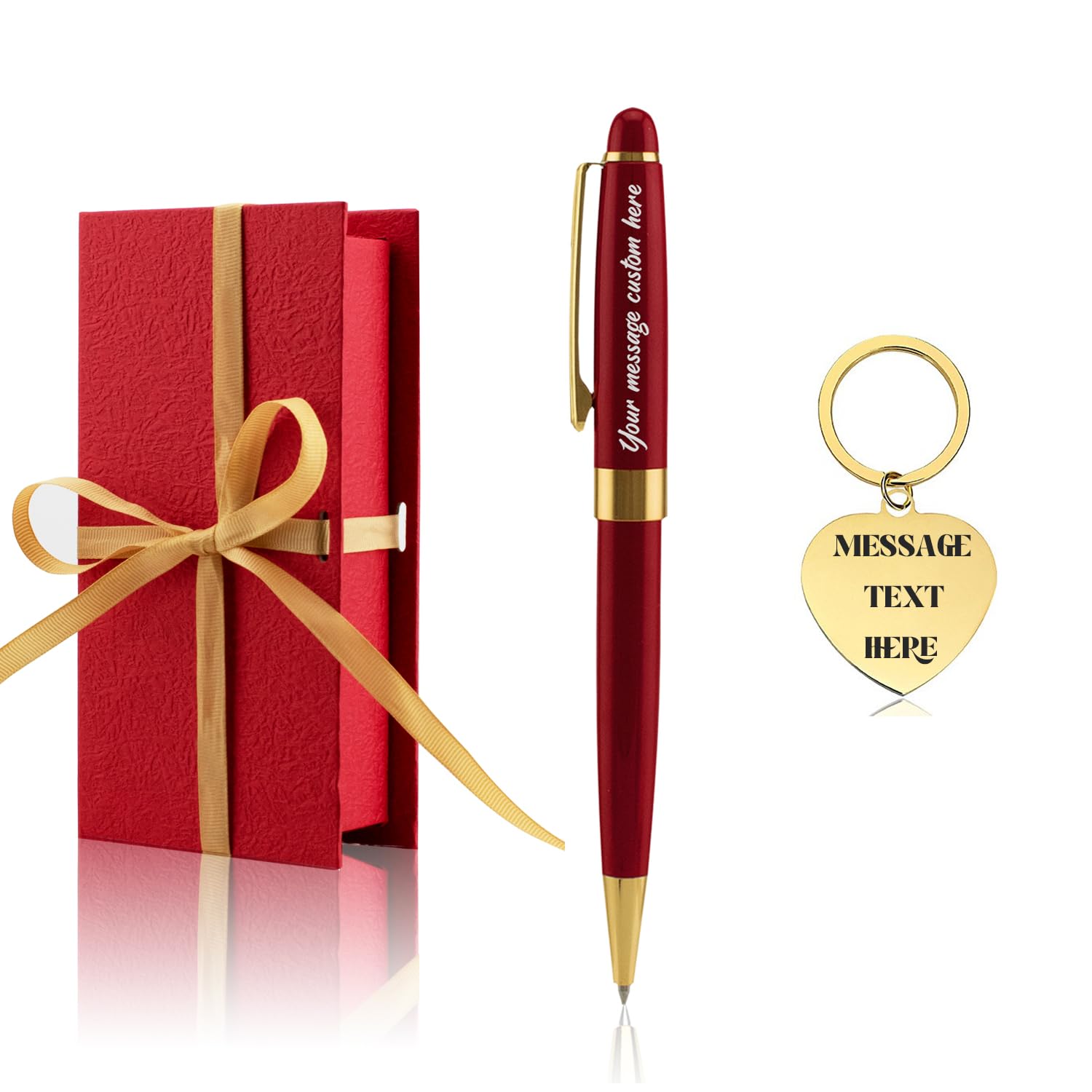 Yastar Penna regalo personalizzata con portachiavi personalizzato, penna Executive con 2 ricariche di inchiostro nero inciso con il nome del tuo messaggio sulle penne, set regalo per