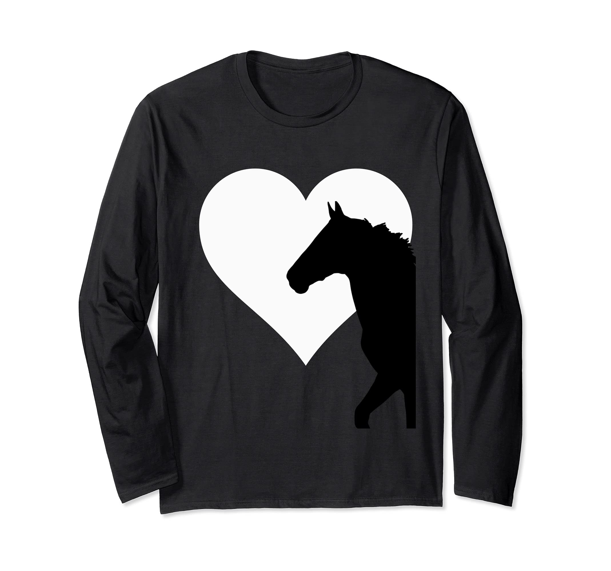 Horse Equestrian I love Horses Long Sleeve T-Shirt, Black