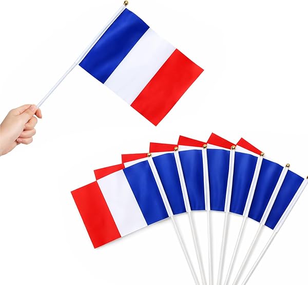 Drapeau Francais Petit Drapeau Francais Pour Supporters Et Événements – Coupe du Monde 2026 Coupe du Monde – Ensemble 50 Pièces Pratique Et Compact – Design Tricolore Élégant En Tissu Résistant - 1