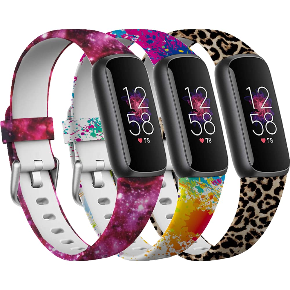 ECSEM Flexible Silicone Band Compatible with Fitbit Luxe Watch Bands Replacement Adjustable Quick Release Wristband Straps Pattern Bracelet for Women&Men