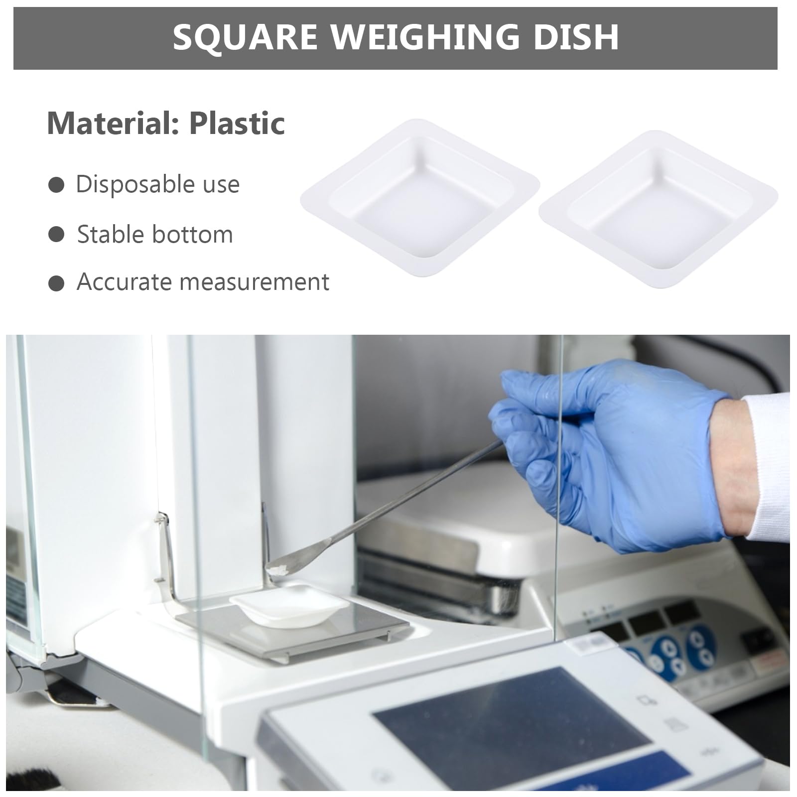 ULTECHNOVO Pesatura Barca Professionale Bilancia da Laboratorio Quadrato Piatto Barca Polveri Liquidi Mescolando Vassoio Pesatura per Casa Negozio 7 ml, 50 pz