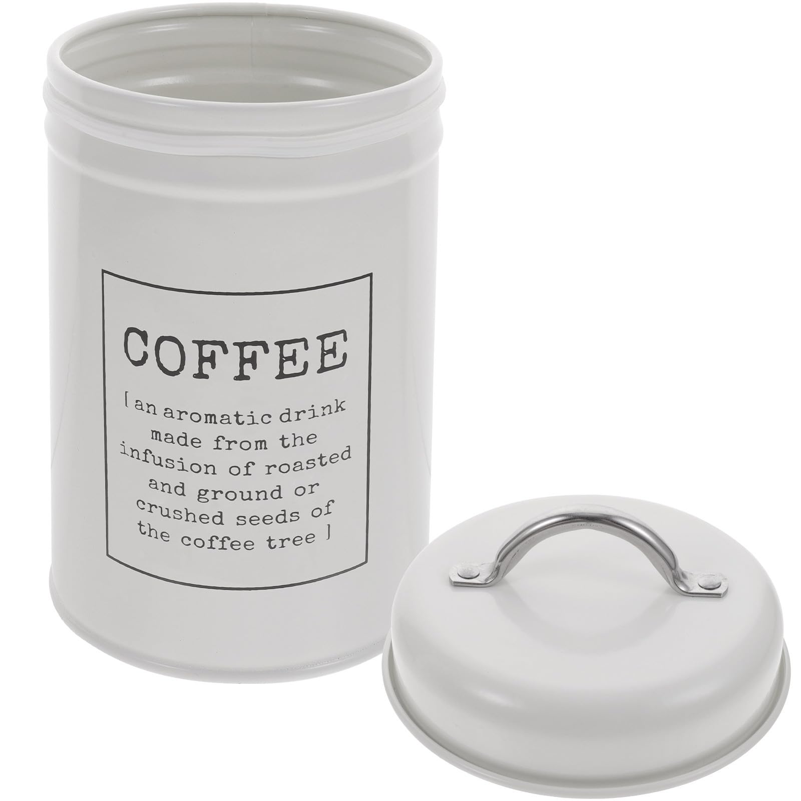 Tarro de hierro blanco para despensa que conserva el café fresco en casa